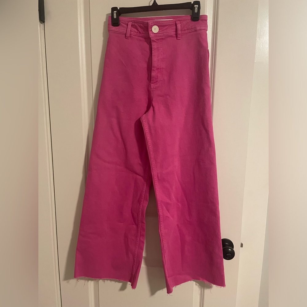 Zara hot pink straight leg pants